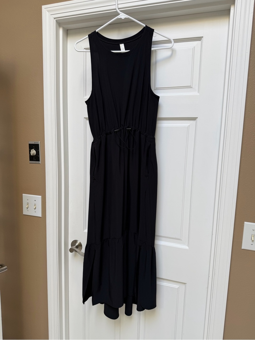Zella Black Sleeveless Drawstring Maxi Dress